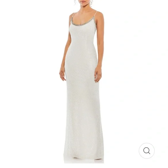MAC DUGGAL BEADED SPAGHETTI STRAP COLUMN GOWN Size 4 - Picture 1 of 14